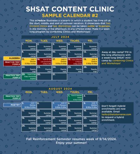 Sample summer SHSAT clinic scenario